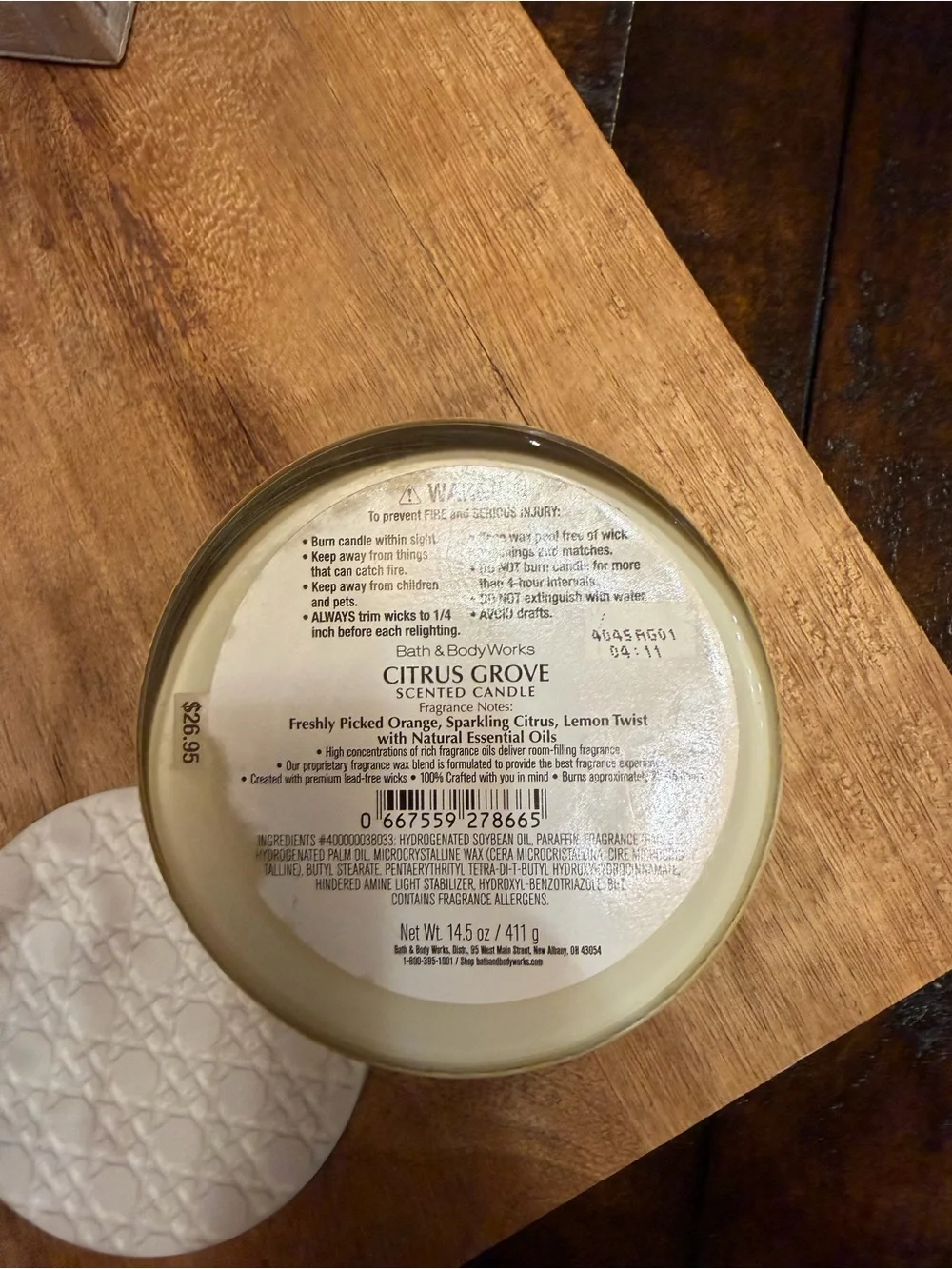Bath & Body Works Citrus Grove Scented Candle - 14.5 oz